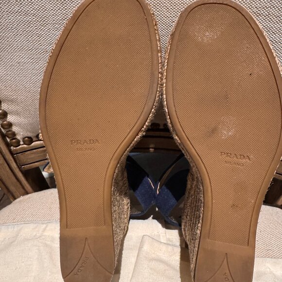 Prada Women's Suede Espadrille Wedge Sandals in Blue Suede - Picture 6 of 6
